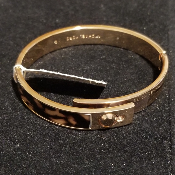Michael Kors Rose Gold Tortoise Fold Hinged Bangle - Picture 7 of 14